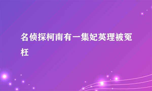 名侦探柯南有一集妃英理被冤枉