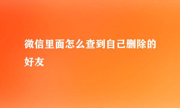 微信里面怎么查到自己删除的好友