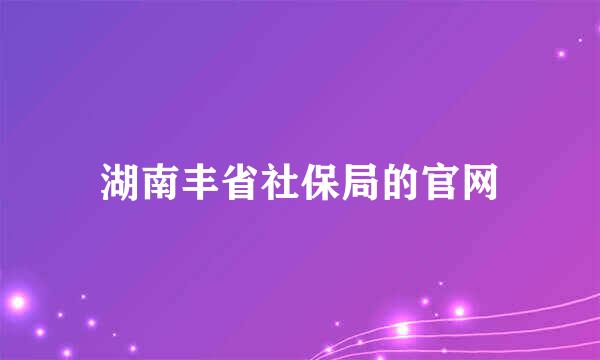 湖南丰省社保局的官网