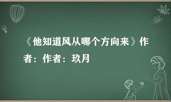 《他知道风从哪个方向来》作者：作者：玖月晞