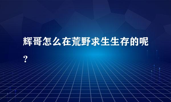 辉哥怎么在荒野求生生存的呢？