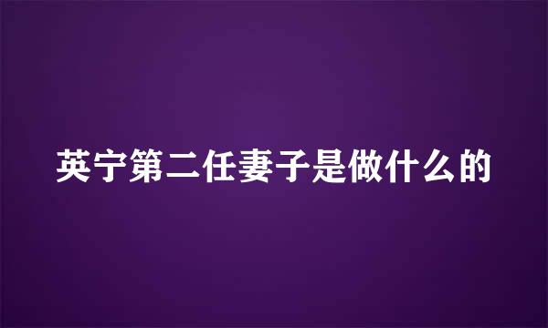 英宁第二任妻子是做什么的