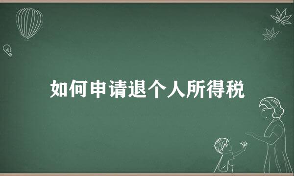 如何申请退个人所得税