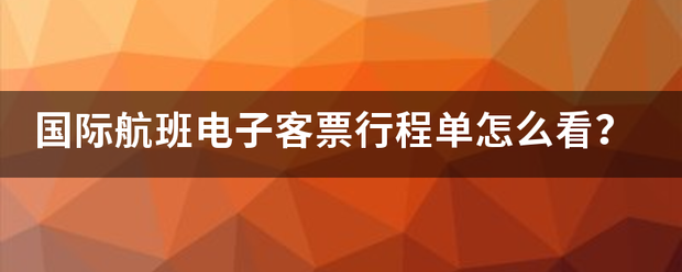 国际航班电子客票行程单怎么看？