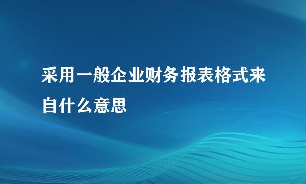 采用一般企业财务报表格式来自什么意思