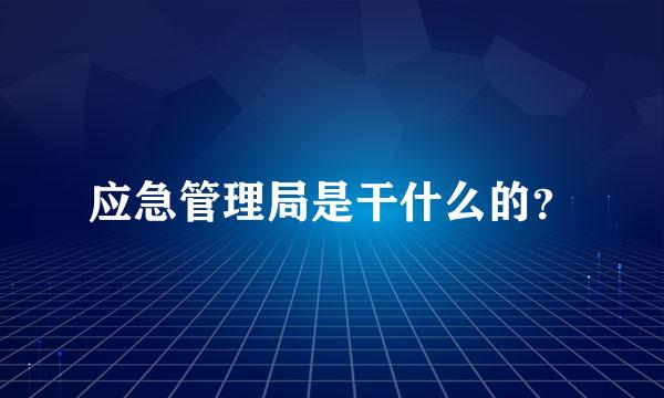 应急管理局是干什么的？