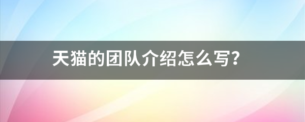 天猫的团队介绍怎来自么写？