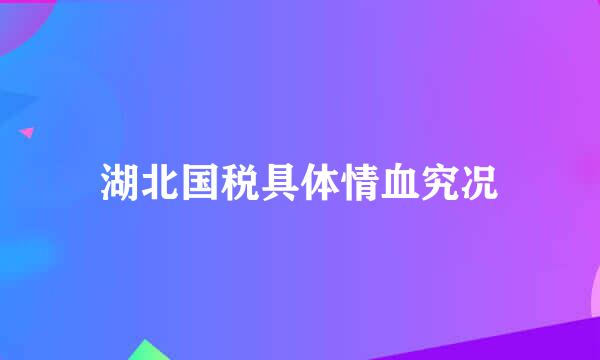 湖北国税具体情血究况