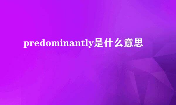 predominantly是什么意思