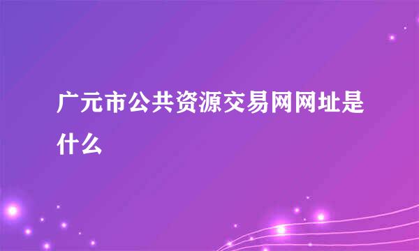 广元市公共资源交易网网址是什么