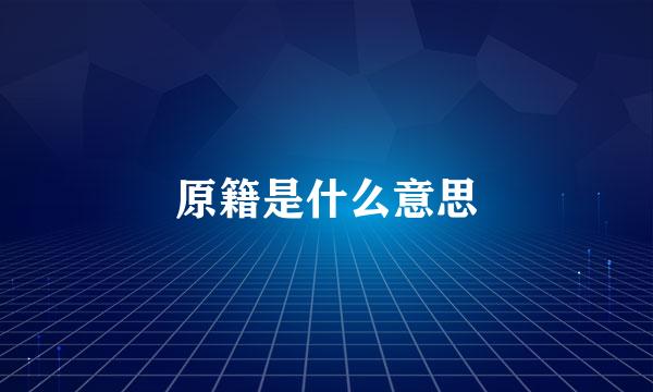 原籍是什么意思