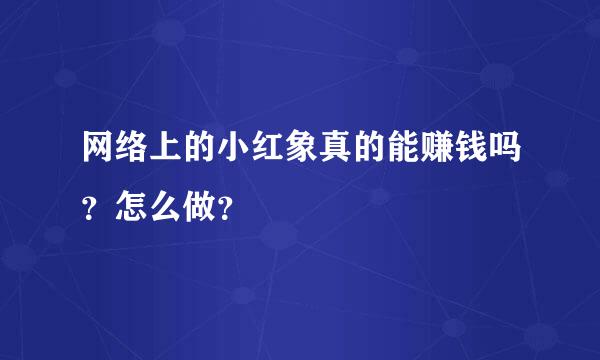 网络上的小红象真的能赚钱吗？怎么做？