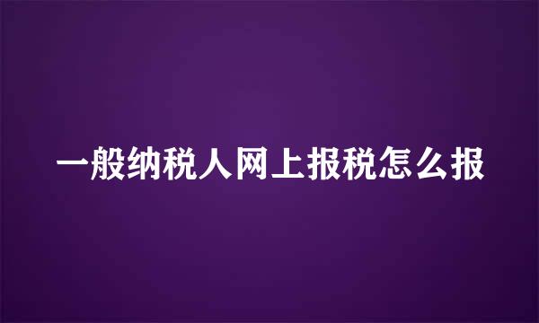 一般纳税人网上报税怎么报