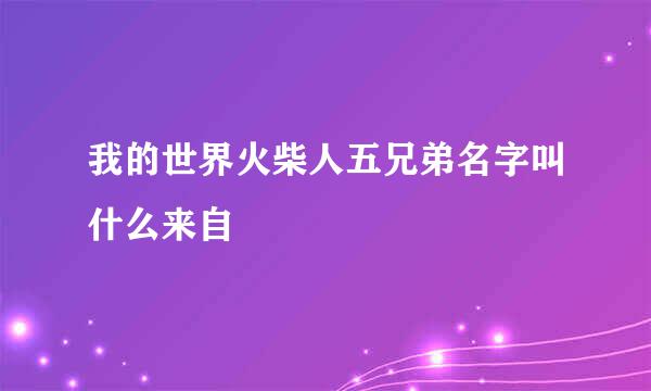 我的世界火柴人五兄弟名字叫什么来自