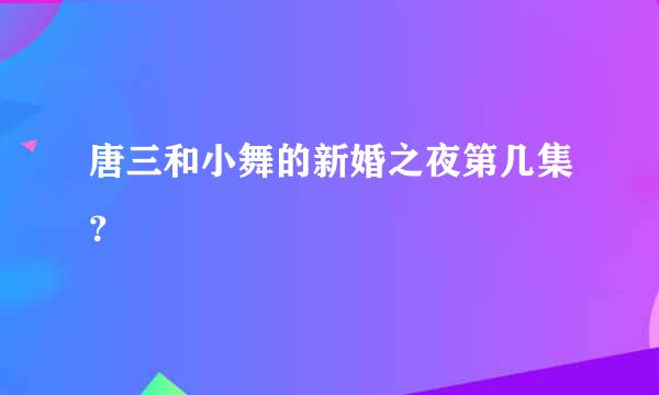 唐三和小舞的新婚之夜第几集？