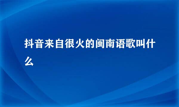 抖音来自很火的闽南语歌叫什么