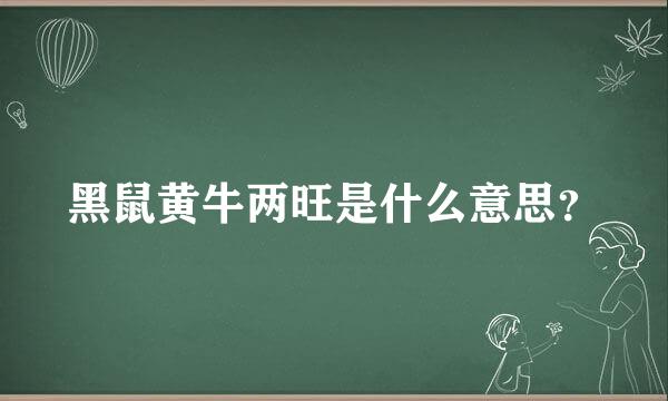 黑鼠黄牛两旺是什么意思？