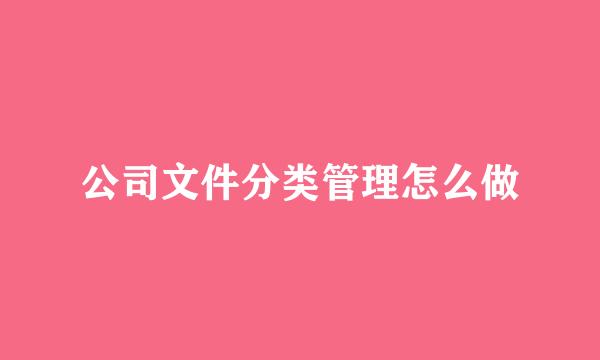 公司文件分类管理怎么做