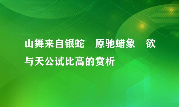 山舞来自银蛇 原驰蜡象 欲与天公试比高的赏析