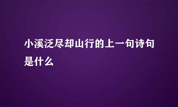 小溪泛尽却山行的上一句诗句是什么