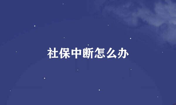 社保中断怎么办