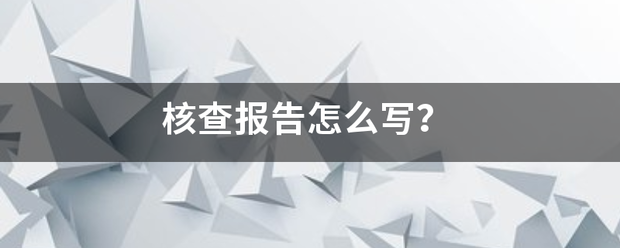 核查报告怎么写？