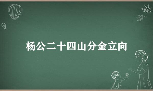 杨公二十四山分金立向