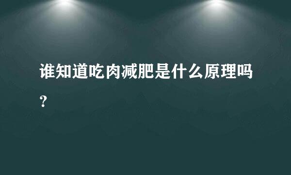 谁知道吃肉减肥是什么原理吗？