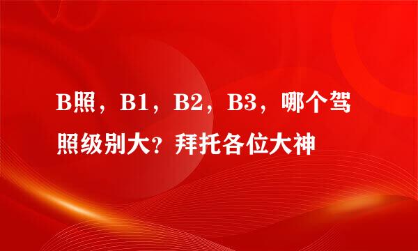 B照，B1，B2，B3，哪个驾照级别大？拜托各位大神