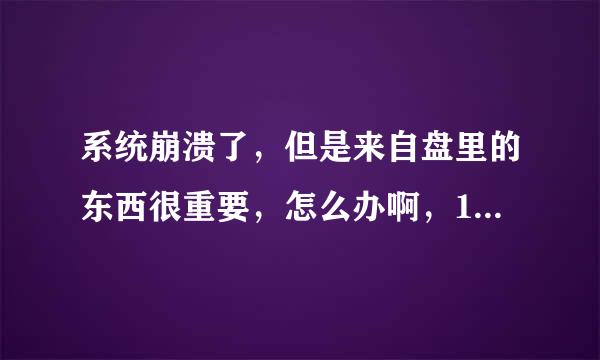 系统崩溃了，但是来自盘里的东西很重要，怎么办啊，10万火急