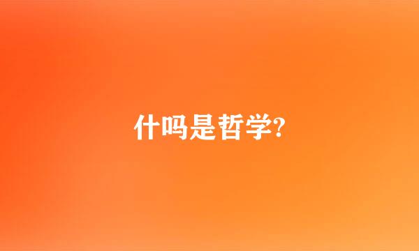 什吗是哲学?