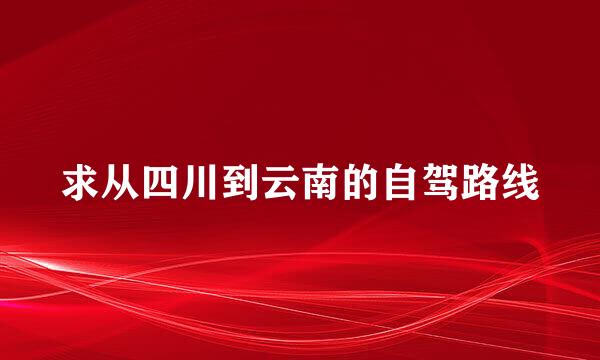 求从四川到云南的自驾路线