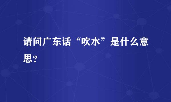 请问广东话“吹水”是什么意思？