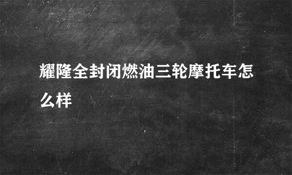 耀隆全封闭燃油三轮摩托车怎么样