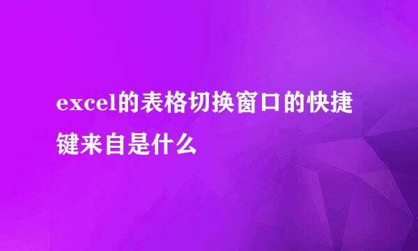 excel的表格切换窗口的快捷键来自是什么