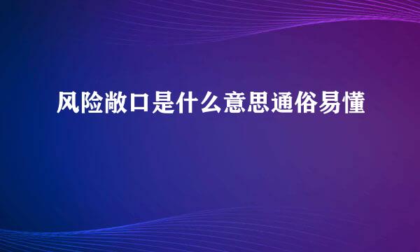 风险敞口是什么意思通俗易懂