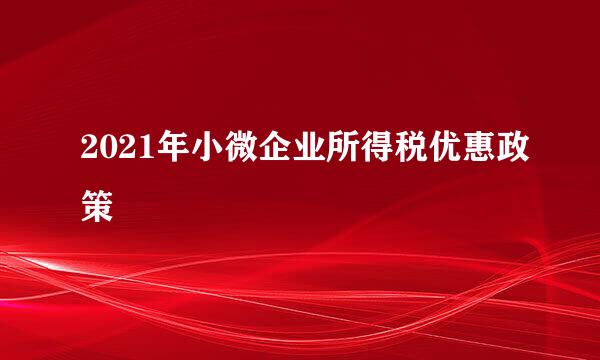 2021年小微企业所得税优惠政策