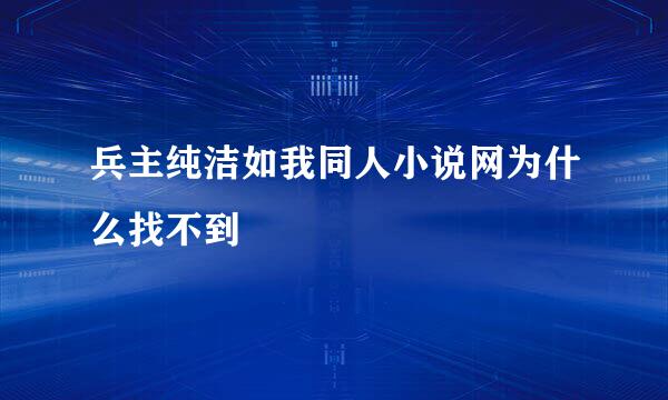 兵主纯洁如我同人小说网为什么找不到