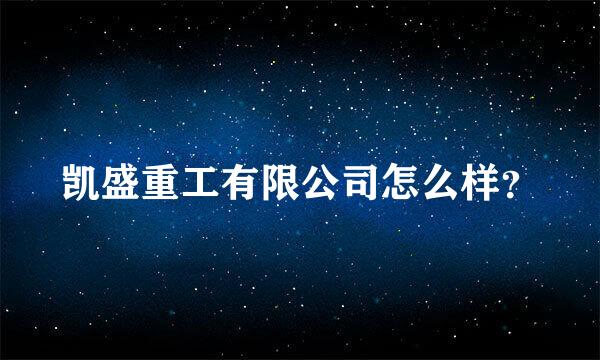 凯盛重工有限公司怎么样？