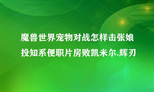 魔兽世界宠物对战怎样击张娘投知系便职片房败凯米尔.辉刃