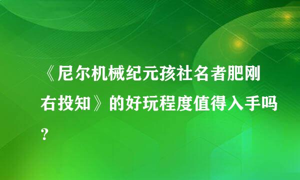 《尼尔机械纪元孩社名者肥刚右投知》的好玩程度值得入手吗？