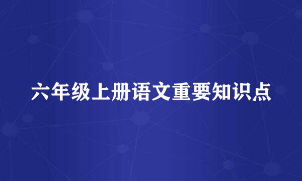 六年级上册语文重要知识点