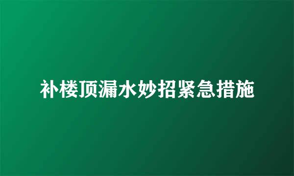 补楼顶漏水妙招紧急措施