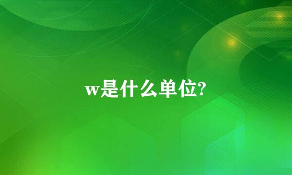 w是什么单位?