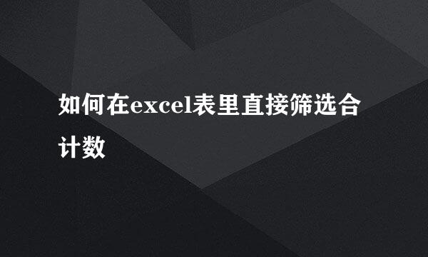 如何在excel表里直接筛选合计数