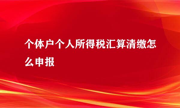 个体户个人所得税汇算清缴怎么申报