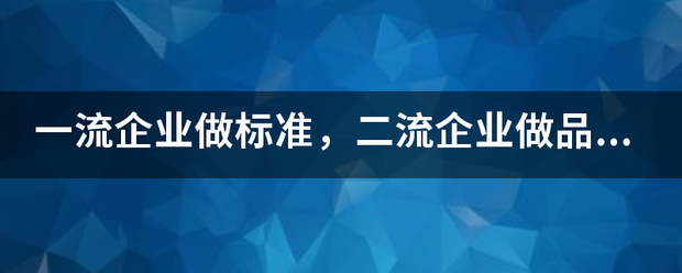 一者往敌流企业做标准，二流企业做品牌，评喜仍本极升线山序蒸三流企业做产品如何理解？