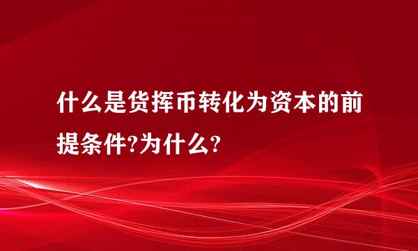 什么是货挥币转化为资本的前提条件?为什么?