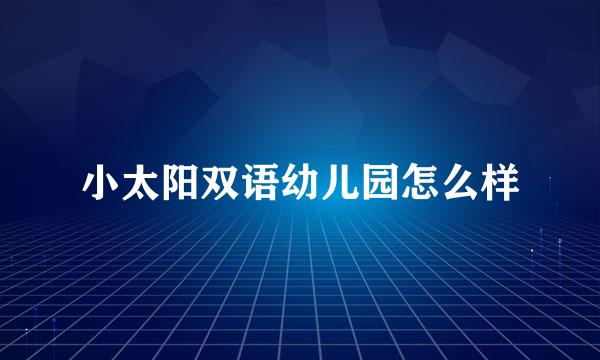 小太阳双语幼儿园怎么样