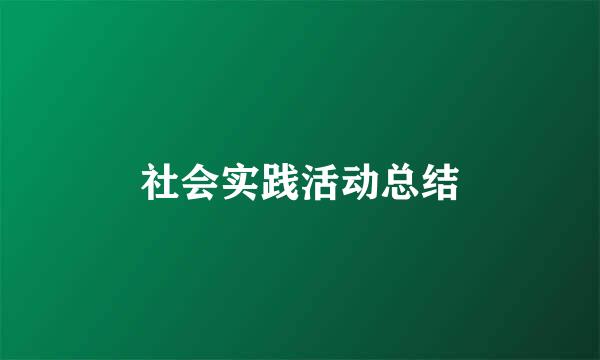 社会实践活动总结